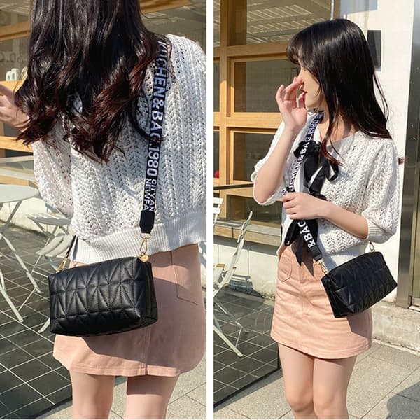 2022 Liten Messenger Bag Trend Lingge Broderi - spottsalg White2