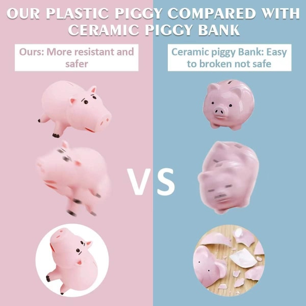 Creamily® Hamm Toy Story Plast Gris Piggy Bank Piggy bank for barn og voksne bursdagsgave med søt pakke, rosa