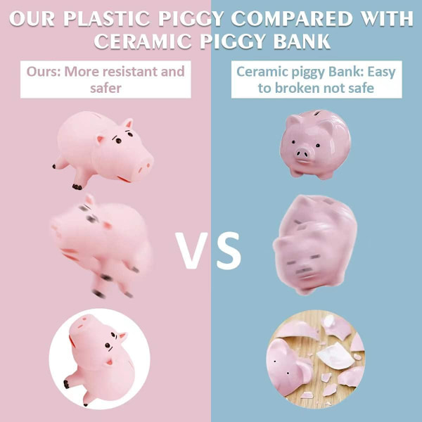 Creamily® Hamm Toy Story Plast Gris Sparbössa Spargris för barn och vuxna födelsedagspresent med söt förpackning, rosa