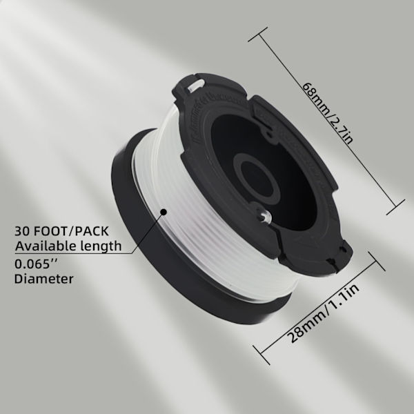 6-pakning erstatningstrimmertråd for Black & Decker STC1820 ST5530 GLC1823L20 gresstrimmere
