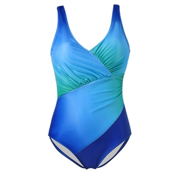 Kvinde Gradient One Piece Wrap Badetøj Tummy Control Sommer Strand Polstret Monokini Body Swimwear Plus Size Gradient Blå Gradient Blue XL