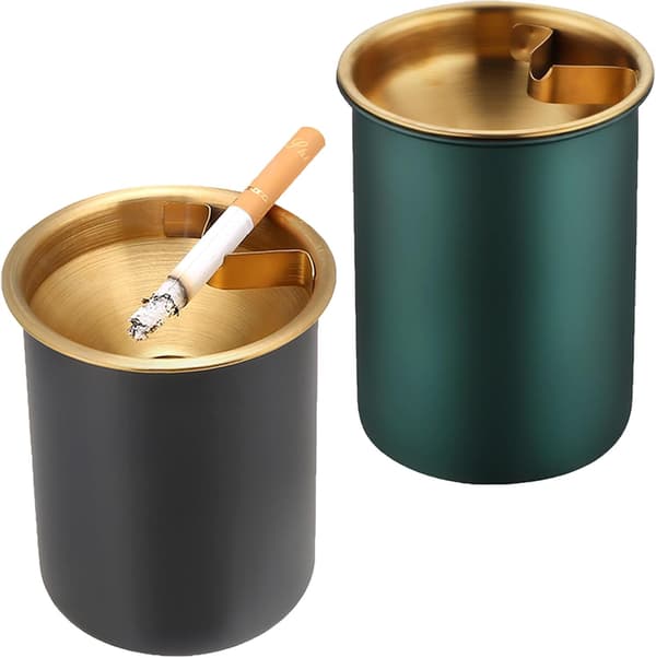 Askkopp 2-pack Grön 7x9cm Rostfritt Stål för Inom- och Utomhusbruk
