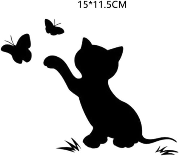 2 stk (Sort, Hvid) Kat Bilsticker Sjove Dekal Bilsticker
