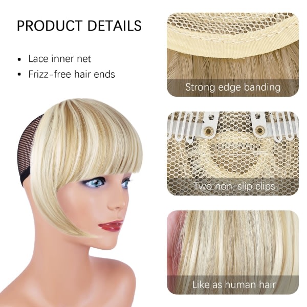 TG Blond lugg Clip In Bangs Blond Clip I Tjock Naturlig