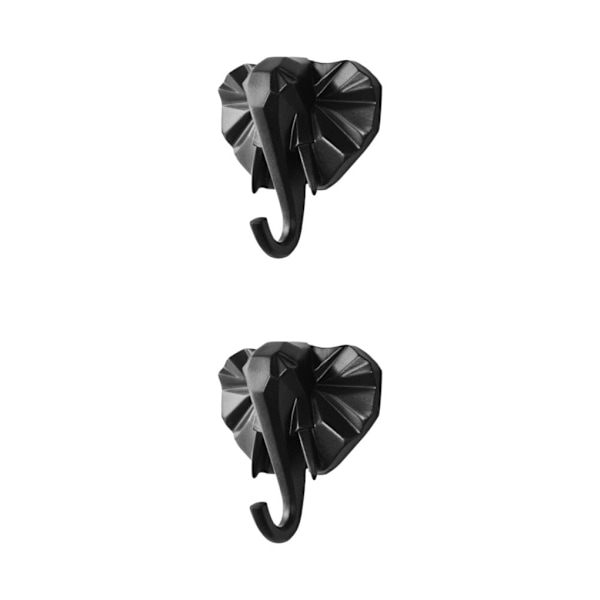 1/2/3/5 Robust og holdbar dyrehoved nøglekrog til enkel sort (elefant) black (elephant) 2 Set