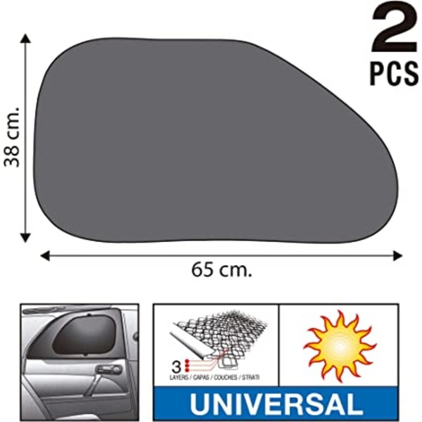 Svart Mesh Bakfönster Sned 65*38cm (Par), Svart, Bil Slant Sun