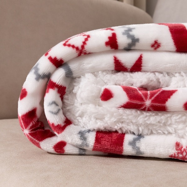 Juleplaid - blød og varm sherpa juleelg plaid 152*193cm