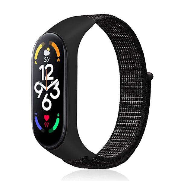 Nylon Mi band 4 5 6 hihna, vaihdettava pehmeä säädettävä ranneke Pulsera correa Xiaomi Mi band 3 4 5 6 7 rannekoru Summiit musta 9 Summiit black 9 Mi Band 3 4 5 6 7