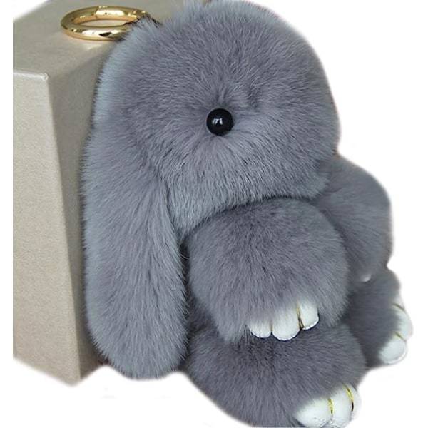 Fluffy Bunny Nøglering Sød Plys Bunny Nøgleringe Damer Taske Pom Pom Elskelig Nøglering IC