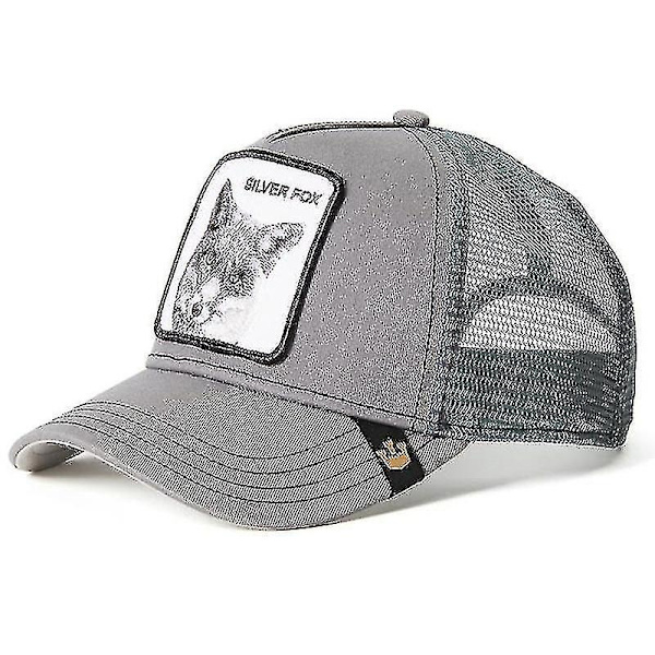 Voksen Sort Panther Mesh Cap Sommer Baseball Cap Trucker Cap W-WELLN Silver Fox- Grey