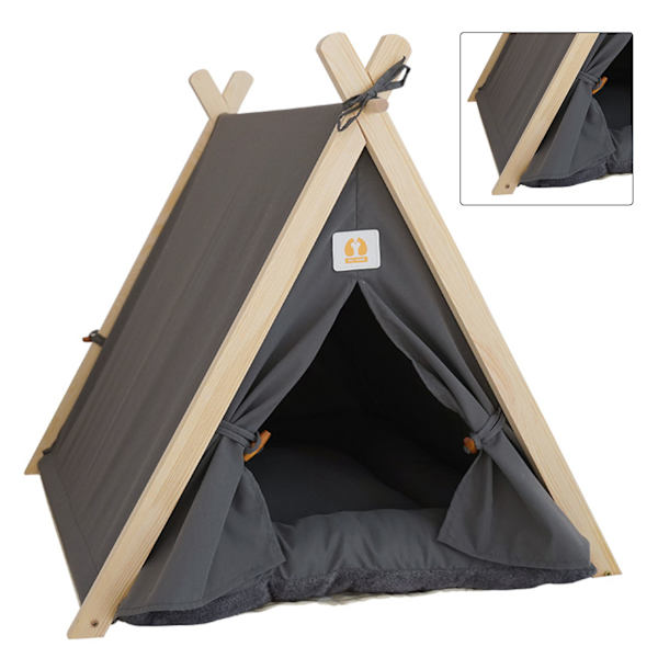 Pet Teepee telt Blødt stort rum Bærbar universel kæledyrstelt seng til hunde og katte Grå Grå