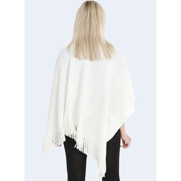 1 stk Ponchosjal (Hvit) Dame Vinter Elegant Genser Cape Lommer