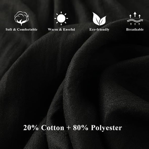 Foulard Sjal Dame Skjerf for Vår Høst Vinter-Svart-195 x 95