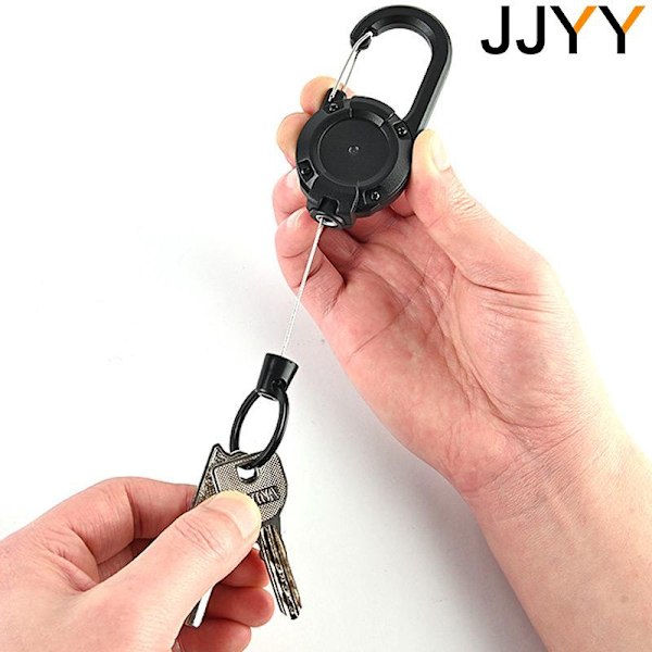 Ulkoilutuotteet Retractable Keychain Portable Brand Lanyard Holder Backpack Key Ring Belt Buckle Hanger Musta Musta Black A