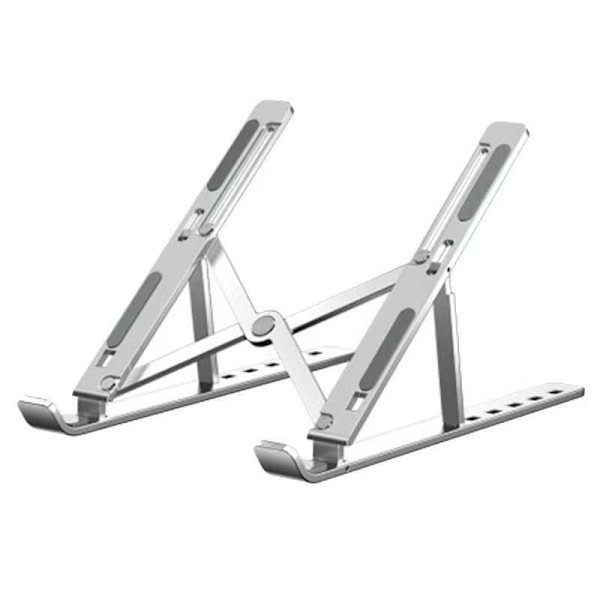 Sammenklappelig bærbar computerstand i aluminiumlegering, sølv