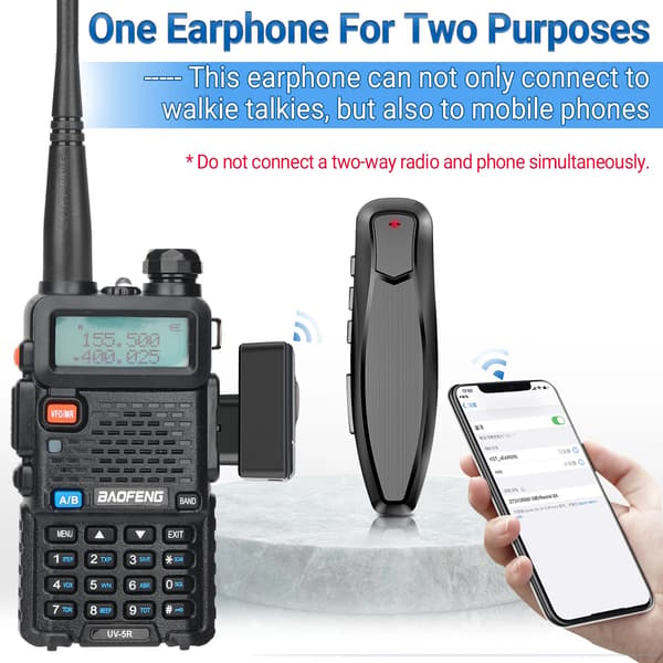 Walkie Talkie trådløs Bluetooth PTT headset øretelefon håndfri K-plugg