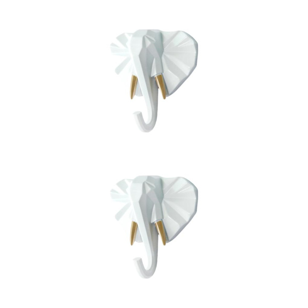 1/2/3/5 Vahva ja kestävä eläinpään avaimenkoukku yksinkertaiseen valkokultaan (elefantti White gold (elephant 2 Set