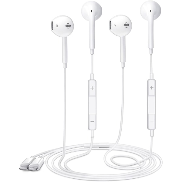 2-Pack - Apple Earbuds with Lightning Connector [Apple MFi Certified] iPhone Headphones (Built-in Microphone and Volume Control) Noise Canceling Headp