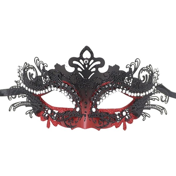 Par med maske for maskerade, metalljern, sommerfuglballmaske (rød) 2 stykker ed