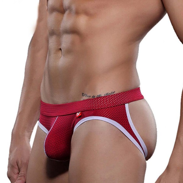 Stripete truse for menn med lav elastisk midje undertøy rose rød rose red L