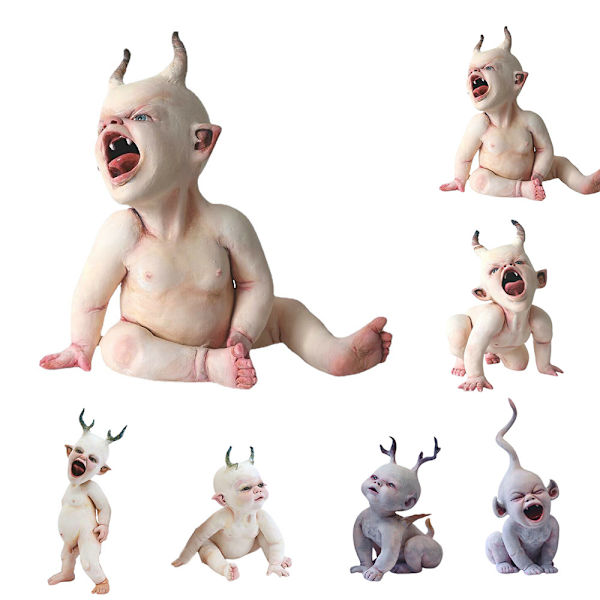 Halloween Creepy Devil Baby Resin Statue Scary Haunted Prop E