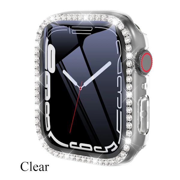 Diamond Glass+ Cover för Apple Watch Case 45mm 41mm 40mm 44mm 42mm 38mm Bling Bumper+ Skärmskydd iwatch Series 9 8 7 3 6 SE Clea Clear Series 654 SE 44MM