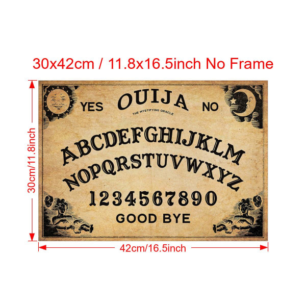 1 stk. lærredsplakat, Ouija-bræt trykplakat, mørk akademisk plakatvægkunst til stuen 11.8*16.5inch/30*42cmunframe