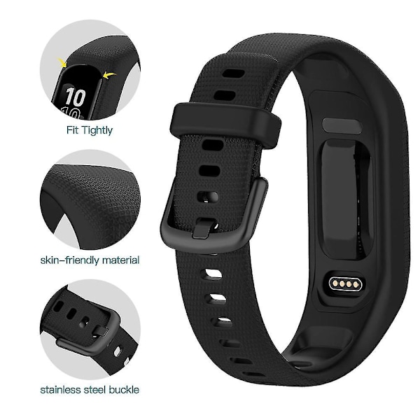 3 st Mjuka Silikonband för Garmin Vivosmart 5 Armband Ersättnings Sportfärgade Armband för Vivosmart 5 Armband Black-White-Blue