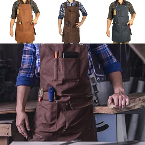 Arbeidsforkle med verktøylommer Heavy Duty Unisex Canvas Fork mørkegrå dark grey
