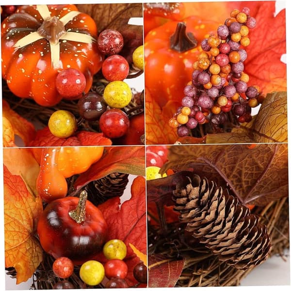 Høstkrans, høstkrans for inngangsdør, jul, høst, halloween, Thanksgiving-dekorasjon