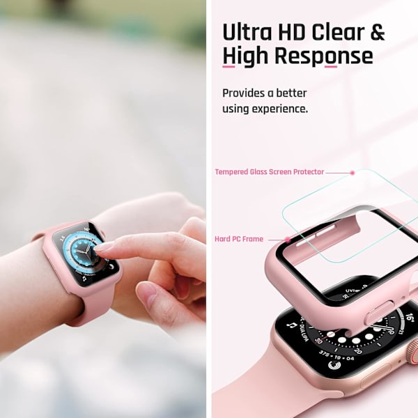 Vedenkestävä kotelo Apple Watch Series 8 -sarjalle, vaaleanpunainen Pink 45mm