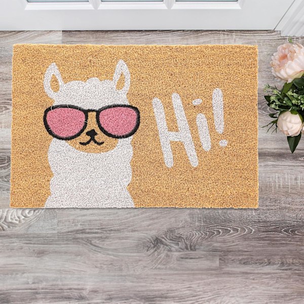 Kookosmatto Laama 60 x 40 cm Liukumaton Säänkestävä Kynnysmatto Sisä- ja ulkokäyttöön, Monivärinen