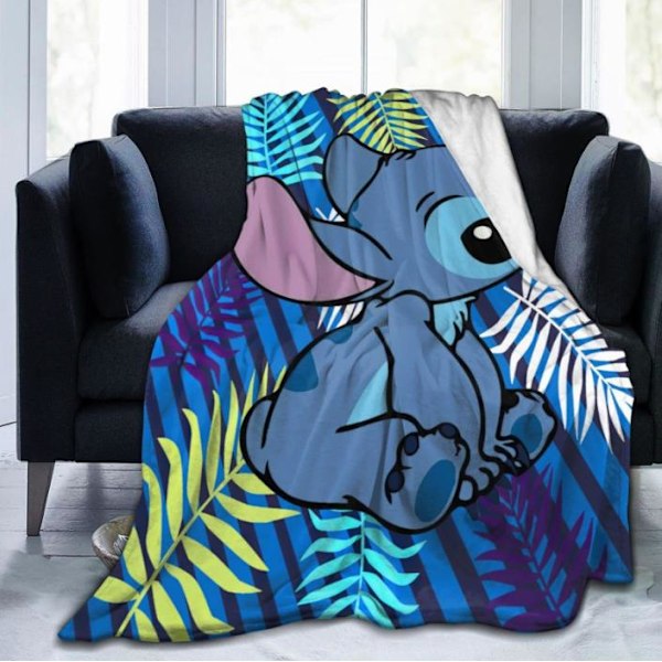 Stitch Cartoon Plysj Teppe For Stue Soverom Sofa Seng D D 130*150cm