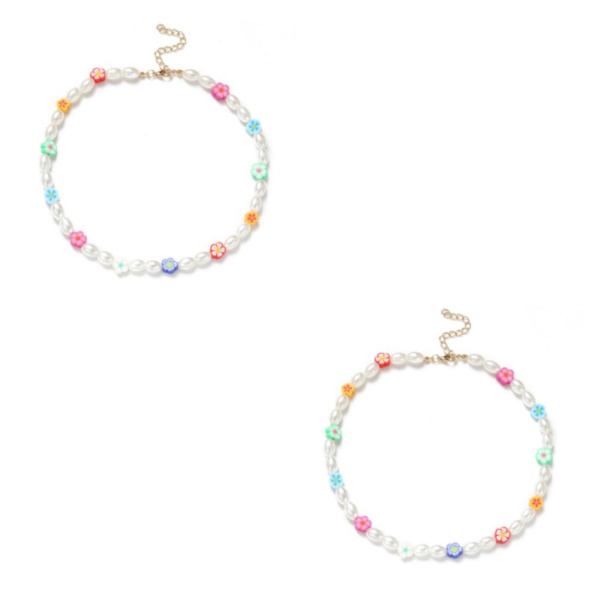 1/2/3/5 Pärlhalsband Pärlchoker Justerbar Kedja Boho Typ 1 Type 1 2PCS