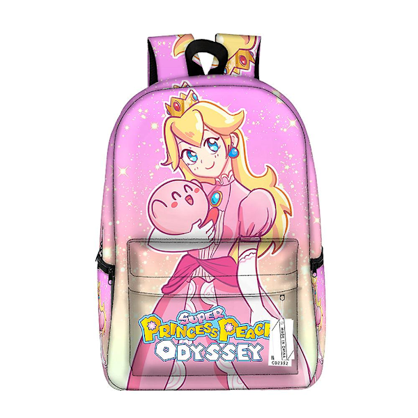 Super Mario Bros Ryggsäck Barn Prinsessan Peach Pojkar Flicka Ryggsäck Tonåring Tryckt Skolväska Studentbokväska Herr Dam Ryggsäck Mario-2