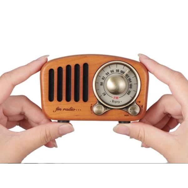 Bärbar radio Bluetooth-högtalare Handgjord Retro trä blå