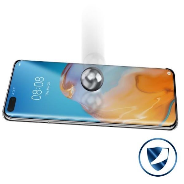 Film Huawei P40 Pro Hærdet glas 9H Anti spor Transparent Sort kant Sort