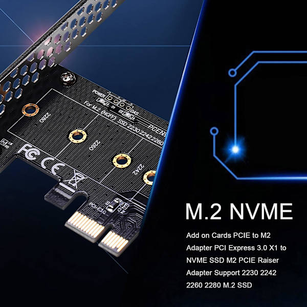 Kort PCIe til M.2 Adapter PCI 3.0 X1 til NVMe SSD M.2 PCIe Raiser Adapter Støtter 2230 2242 2260 2280