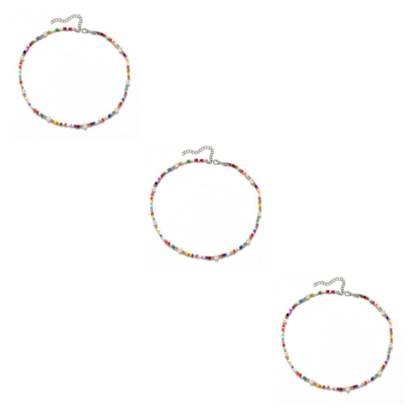 1/2/3/5 Pärlhalsband Pärlchoker Justerbar Kedja Boho Typ 4 Type 4 3PCS