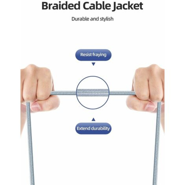 Multiladdningskabel, 3-pack, 120cm 3-i-1 Nylonflätad USB-kabel med USB-C-kabel, Micro-USB-kabel, kompatibel med iPhone, Android USB-laddning