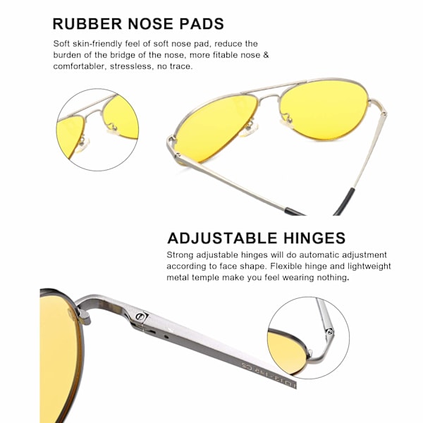 Nattkörningsglasögon, Nattseende Anti-Reflekterande Säkerhetsglasögon Polariserad Gul Linser för Dag- och Nattkörning, UV400 Skydd