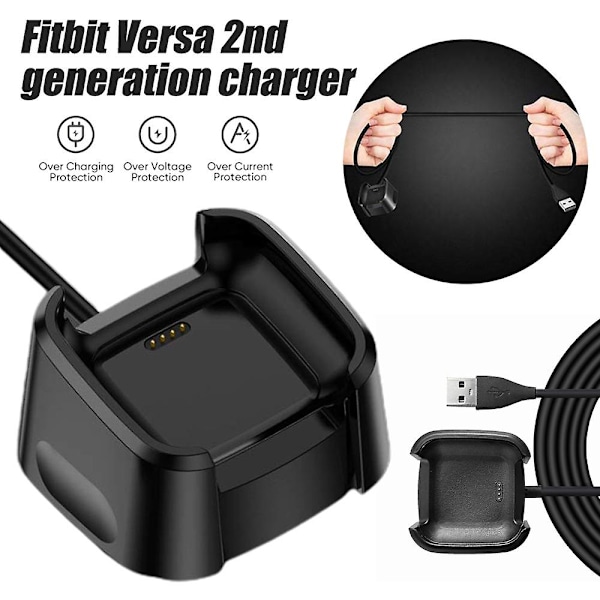 Lader for Fitbit Versa 2 (Ikke for Versa/Versa Lite), USB-ladekabeldokk for Versa 2 Helse- og treningssmartklokke