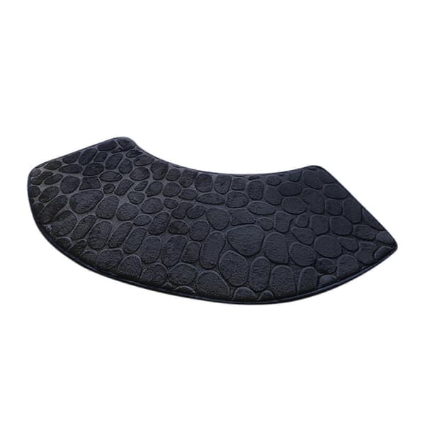 Skridsikker hjørne-brusemåtte, halvcirkelformet bademåtte, vaskbart absorberende badeværelsestæppe til cirkulær bruser (100x40cm) Black