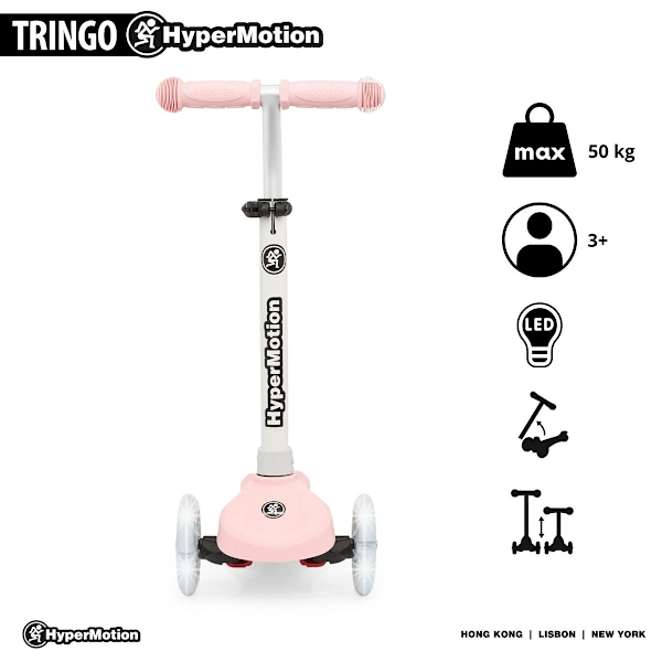 TRINGO trehjulet balansesykkel, 3-8 år - rosa + lysende LED-hjul[qb] Rose