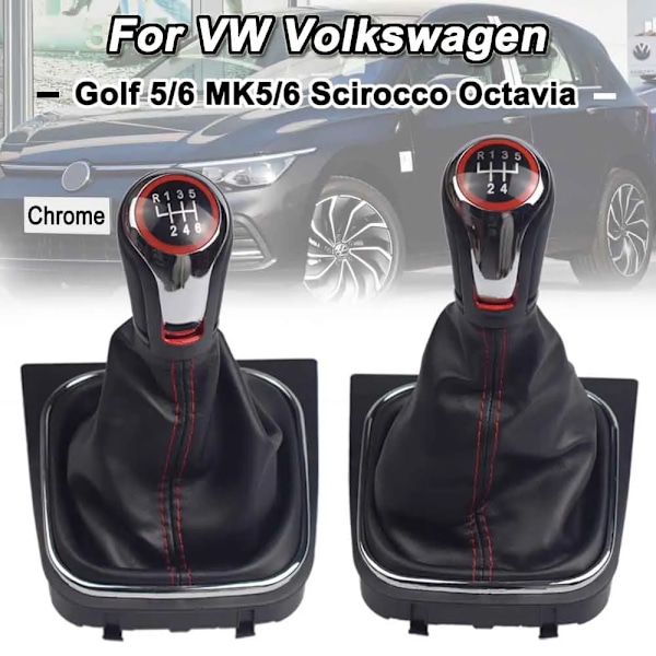 Manuell 5 6-växlad växelspaksknopp för Volkswagen Golf 5/6 MK5/MK6 Scirocco(2009) Octavia(2006) Damask Cover Biltillbehör Option2 option2