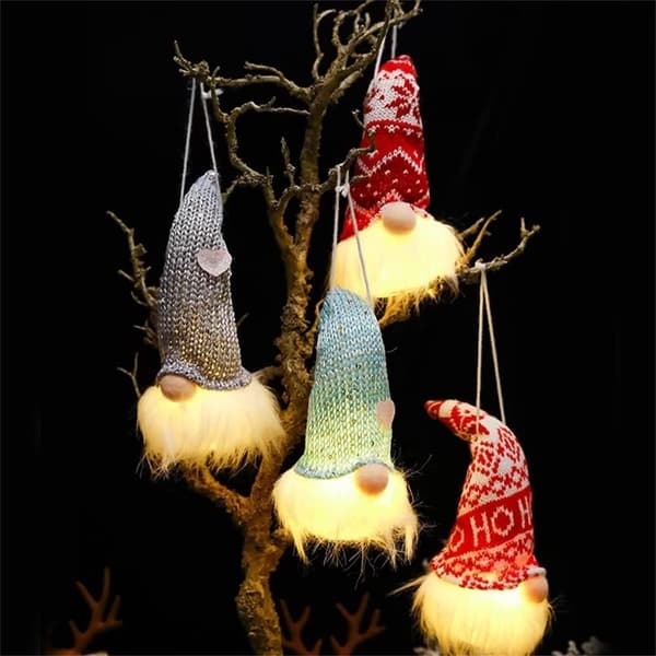 Gnome Julepynt 4 Pakker Håndlavet Svensk Tomte Julemand med Lys