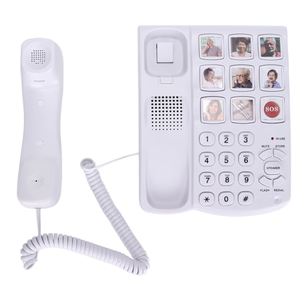 LD-858HF telefon med stor knapp forsterket fotominne med ledning fasttelefon for eldre eldre