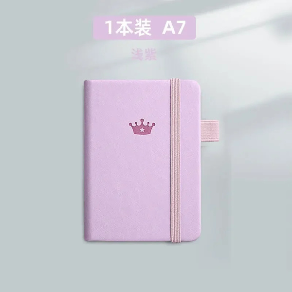 Mini A7 Fickanteckning Handgjord Läder 100 Ark Anteckningsblock Bärbar Resedagbok Planerare Schema Kawaii Skola Kontorsmaterial Ljuslila light purple A7