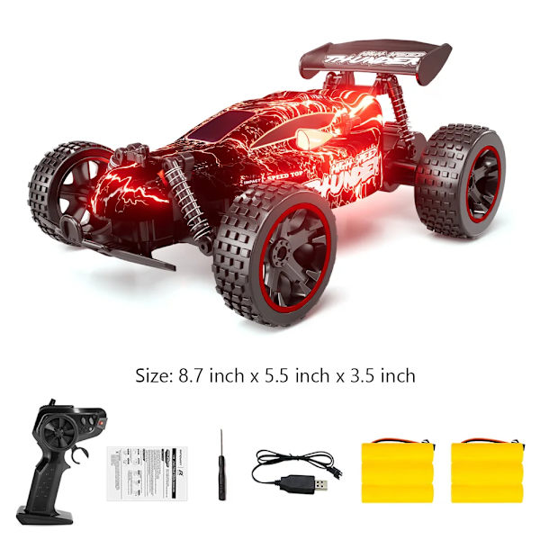 Sinovan Light Bil Fjernbetjening 1:18 20km/t Hurtig Rc Bil Børnelegetøj til Drenge Radio Rc Drift Bil Julegave til Børn Red-2 batteries