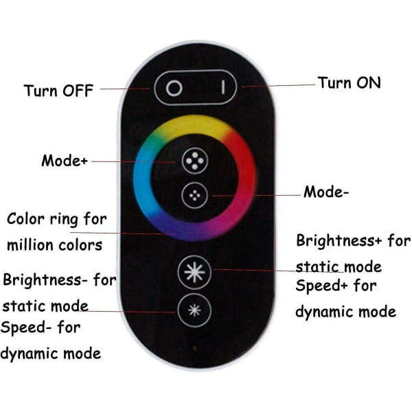 Rgb Led Touch Fjernbetjening, Rf Trådløs Touch Fjernbetjening Led Dimmer Controller Til Led Strip Lys Dc12v-24v 8a/ch